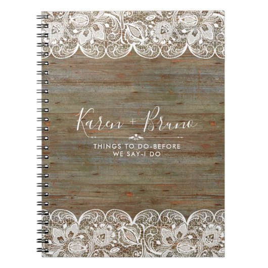 Carnet Russe Faux Bois & Dentelle Blanche (Devant)