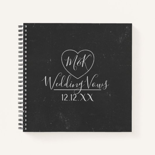 Carnet Russe Faux Chalkboard Mariage Vows Couples (Devant)