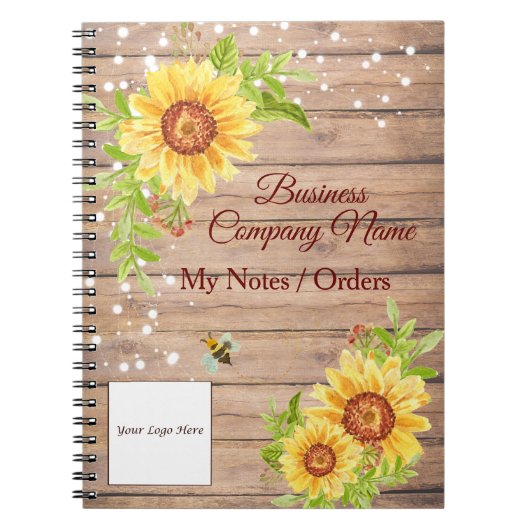 Carnet Russe Floral Yellow Sunflower Business (Devant)