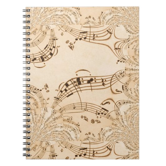 Carnet Rustic Antique Musical Notes (Devant)