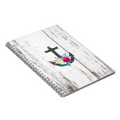 Carnet Rustic Beach Anchor & Bold Floral Summer Nautical (Côté Droit)
