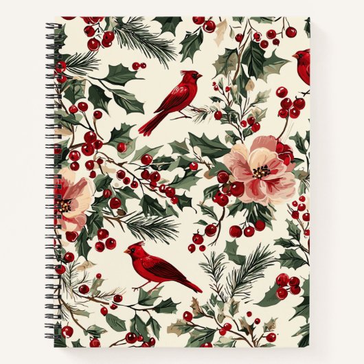 Carnet Rustic Bird et Poinsettia Motif de Noël (14) (Devant)