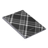 Carnet Rustic Black and Gray Tartan Plaid with Name (Côté Droit)