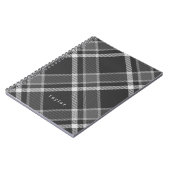 Carnet Rustic Black and Gray Tartan Plaid with Name (Côté gauche)