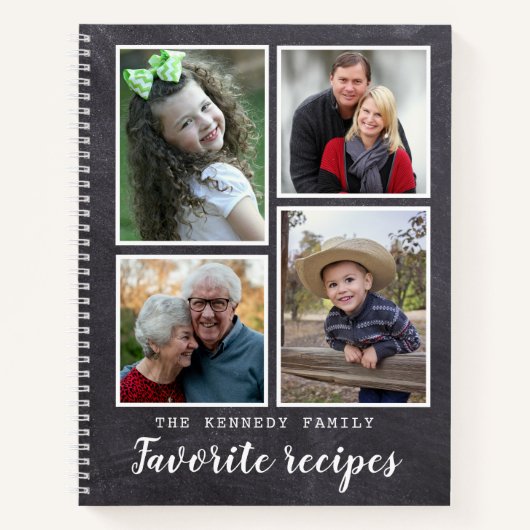 Carnet Rustic Chalkboard 4 Photo Collage Recettes de fami (Devant)