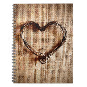 Carnet Rustic Country Twine Heart on Burlap Imprimer (Devant)