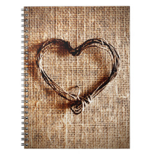 Carnet Rustic Country Twine Heart on Burlap Imprimer