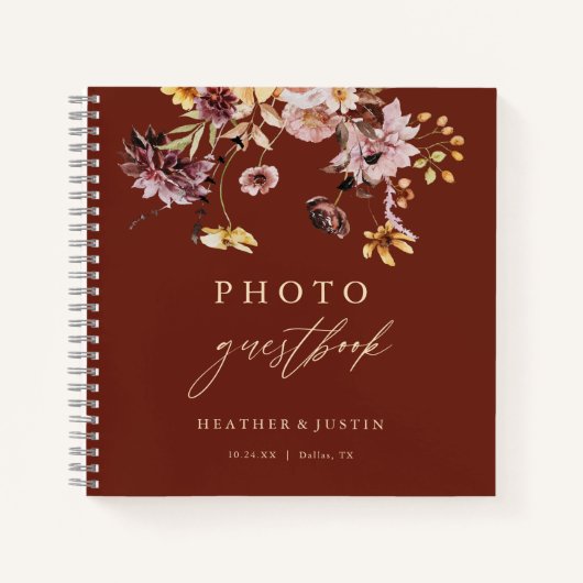 Carnet Rustic Fall Floral Mariage Photo Guestbook (Devant)