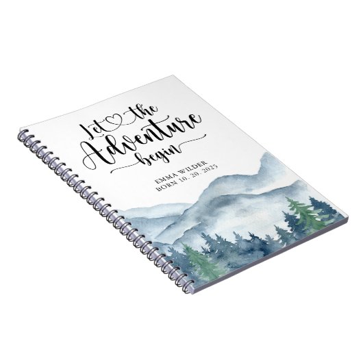 Carnet Rustic Forest Adventure Mountains Baby Keepsaké (Côté Droit)