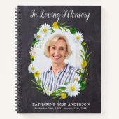Carnet Rustic Funeral GuestBook Daisy Floral Memorial (Devant)