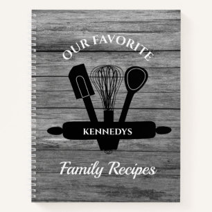 Carnet Rustic Grey Bois Recettes de la famille préféré
