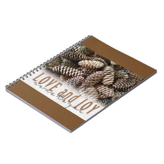 Carnet Rustic Holiday Love and Joy Pine Cone (Côté gauche)
