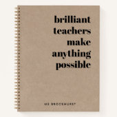 Carnet Rustic Kraft Brilliant Enseignant Retro Citation A (Devant)