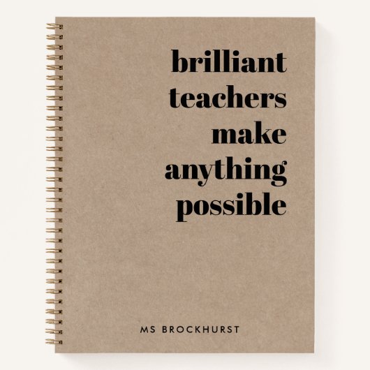Carnet Rustic Kraft Brilliant Enseignant Retro Citation A (Devant)