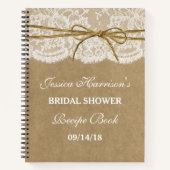 Carnet Rustic Kraft Lace Twine Bow Fête des mariées Recet (Devant)