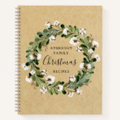 Carnet Rustic Kraft Wreath de coton Recette de la famille (Devant)