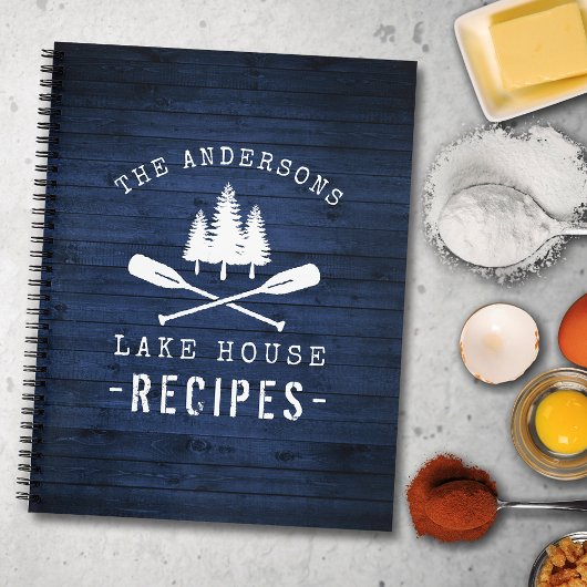 Carnet Rustic Lake House Bateau Oars Trees Blue Wood Rece