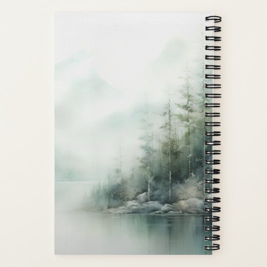 Carnet Rustic Mountain Lake Nature Scene with Name (Verso)