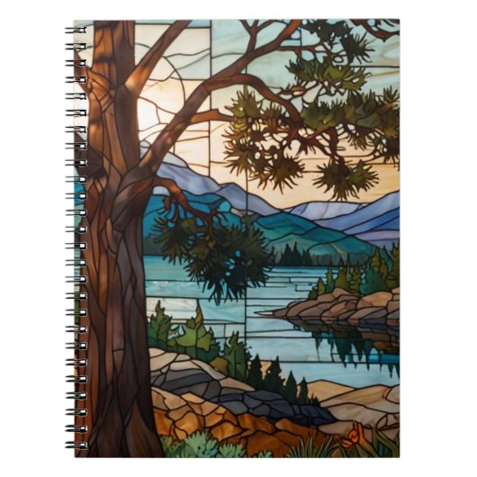 Carnet Rustic mountain range landscape stain glass  (Devant)