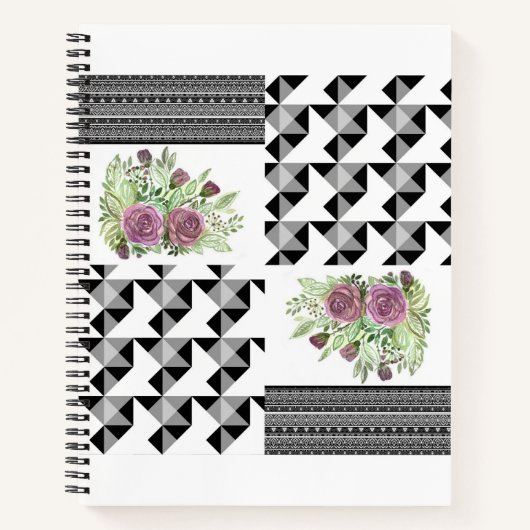 Carnet Rustic, patchwork, rose (Devant)