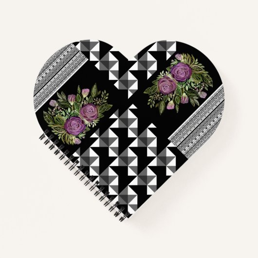 Carnet Rustic, patchwork, rose (Devant)