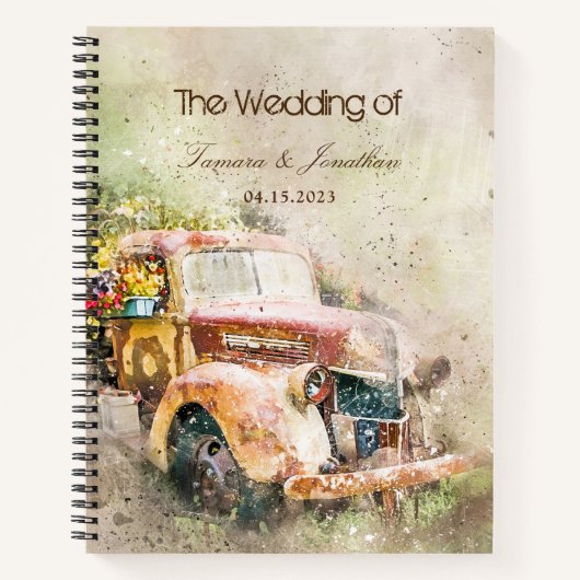 Carnet Rustic Truck Fleurs sauvages aquarelle Vintage nup (Devant)