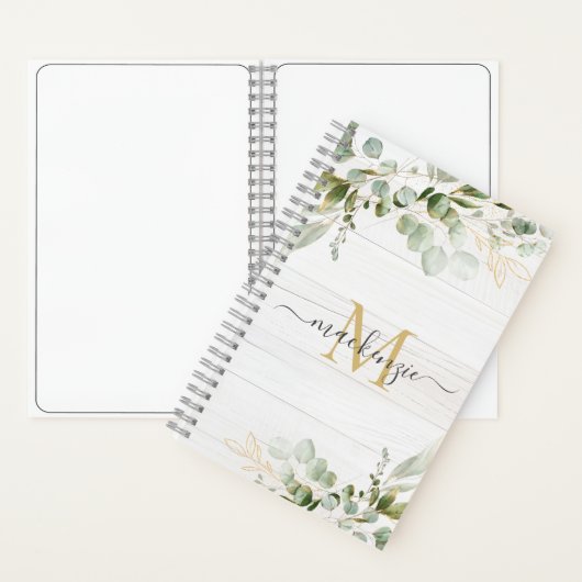 Carnet Rustic Watercolor Eucalyptus Monogram (À l'intérieur)