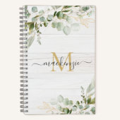 Carnet Rustic Watercolor Eucalyptus Monogram (Recto)