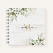 Carnet Rustic Watercolor Eucalyptus Monogram (Devant)