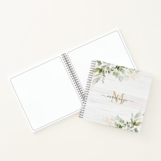 Carnet Rustic Watercolor Eucalyptus Monogram (Intérieur)