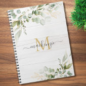 Carnet Rustic Watercolor Eucalyptus Monogram