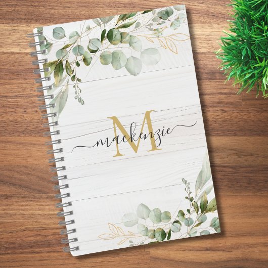 Carnet Rustic Watercolor Eucalyptus Monogram