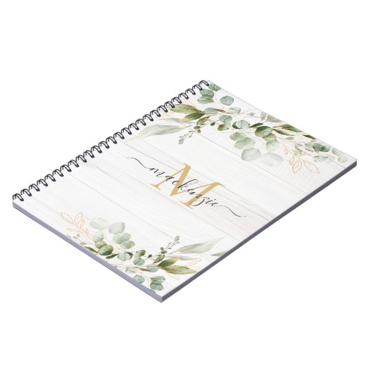 Carnet Rustic Watercolor Eucalyptus Monogram (Côté gauche)