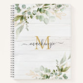 Carnet Rustic Watercolor Eucalyptus Monogram (Devant)