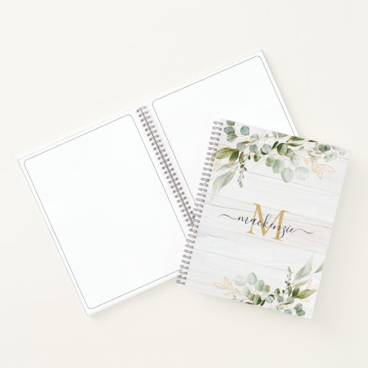 Carnet Rustic Watercolor Eucalyptus Monogram (Intérieur)
