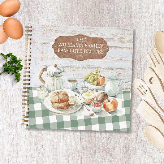 Carnet Rustic Wood Farmhouse Food Family Recette