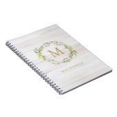 Carnet Rustic Wood Floral Watercolor Monogram (Côté Droit)