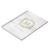 Carnet Rustic Wood Floral Watercolor Monogram (Côté gauche)