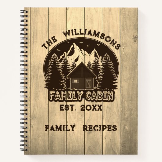 Carnet Rustic Wood Nature Family Cabine Recette Nom Brown (Devant)