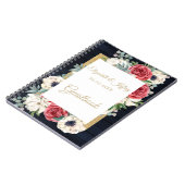 Carnet Rustic Wood Navy Burgundy Gold Floral Mariage (Côté gauche)