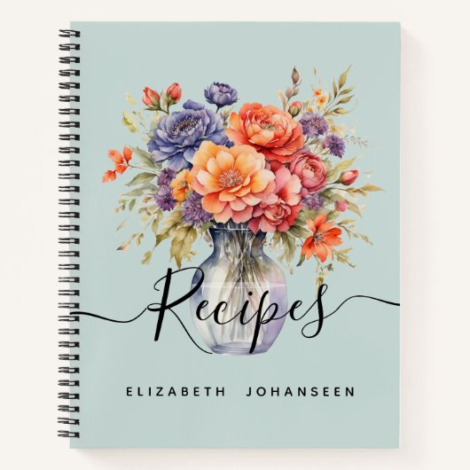 Carnet Rustique Aquarelle Fleurs sauvages Mason Jar Recet (Devant)