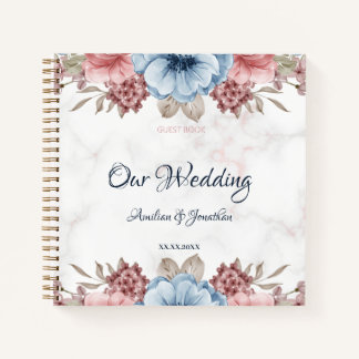 Carnet Rustique bleu rose Mariage invité Nook