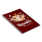Carnet Rustique Bourgogne Rouge rose rose Floral Blessing (Côté Droit)