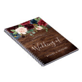 Carnet Rustique Bourgogne Rouge Vin Floral Wedding planne (Côté Droit)