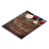 Carnet Rustique Bourgogne Rouge Vin Floral Wedding planne (Côté gauche)