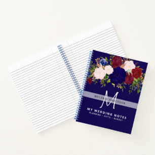 Carnet Rustique Burgundy Bleu rose Mariage Floral Planifi