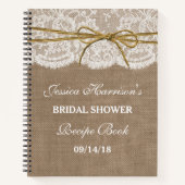 Carnet Rustique Burlap Lace Twine Bow Fête des mariées Re (Devant)