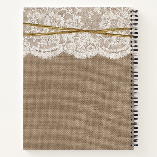 Carnet Rustique Burlap Lace Twine Bow Fête des mariées Re (Dos)