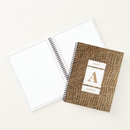 Carnet Rustique Burlap Monogramme initial Sketbook (Intérieur)