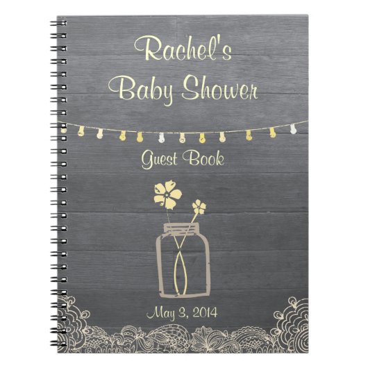 Carnet rustique de baby shower de pot de maçon (Devant)